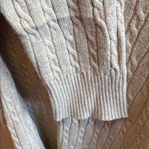 Laura Scott Cable Knit Scoop Neck Sweater - Cream Women’s Size MP Medium Petite - Picture 5 of 6